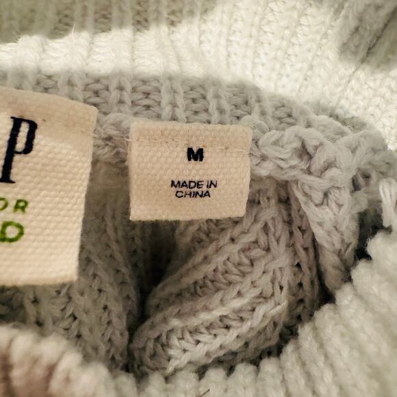 GAP Good Womens Ribbed Textured Baby Blue Mock Turtleneck Cotton Sweater Medium - Picture 5 of 10